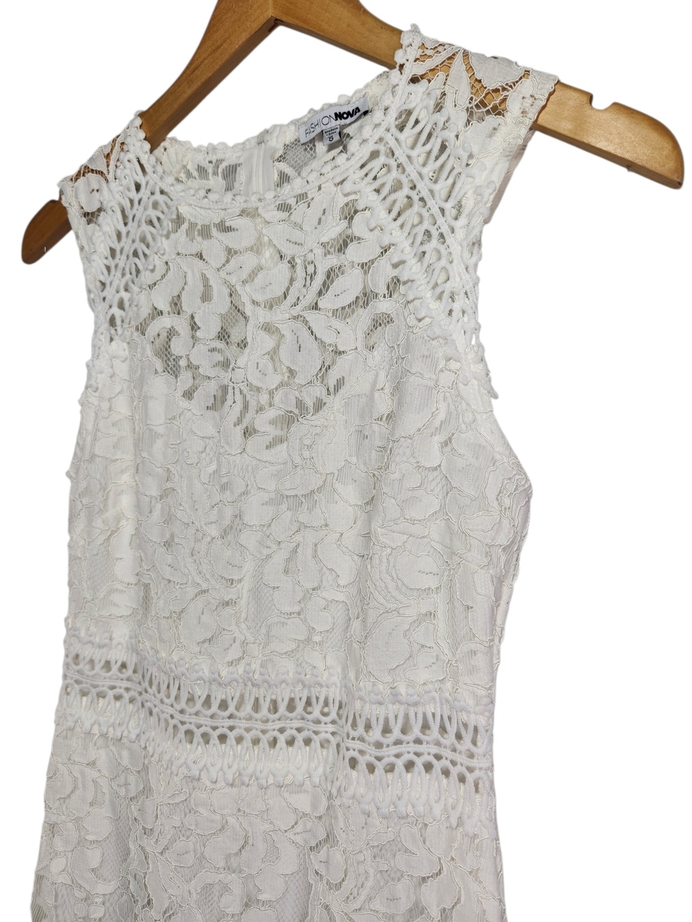 Fashion Nova White Lace Crochet Sheath Dress Small Bridal Shower Boho Mini Fairy - Picture 5 of 14